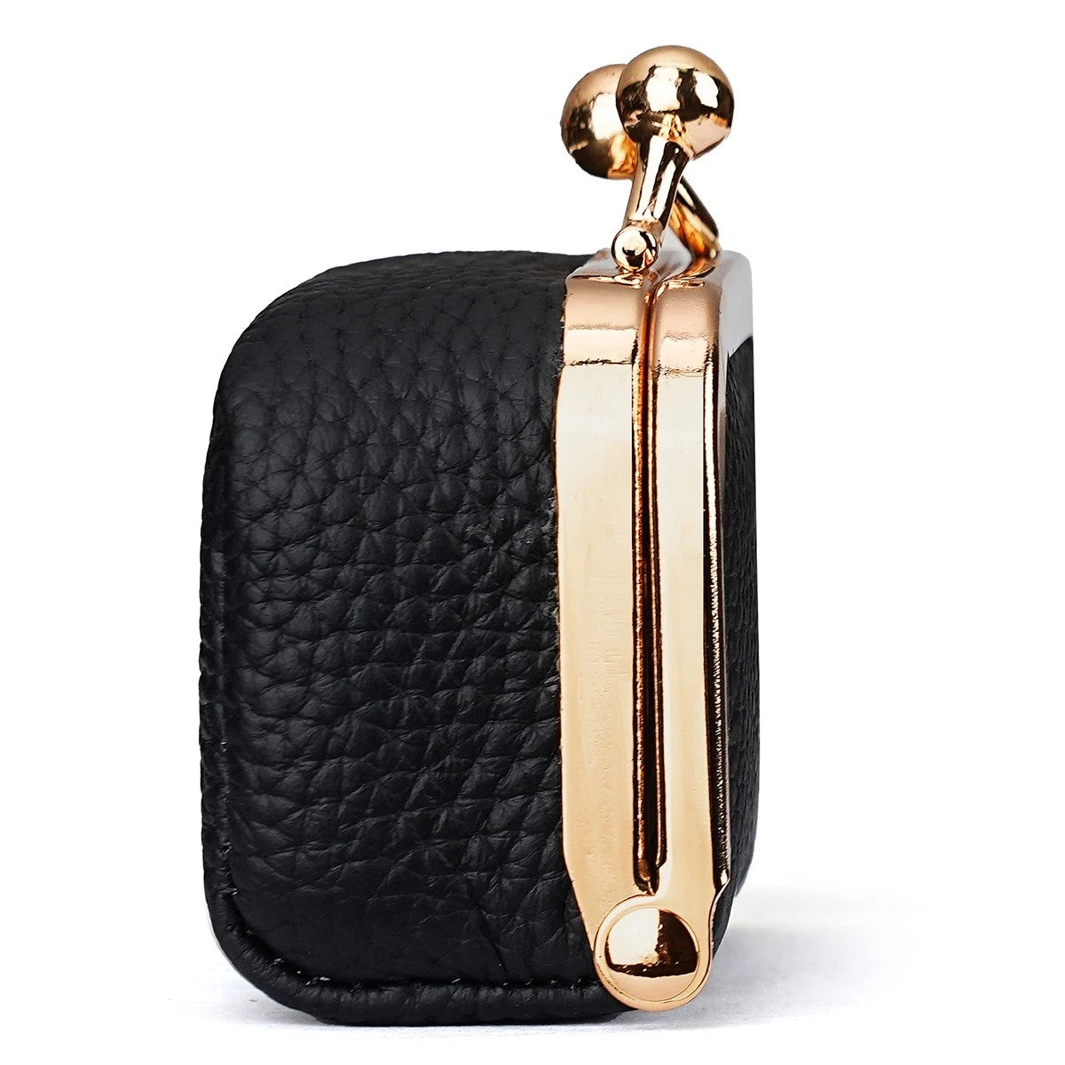 Genuine Leather Kiss Lock Mini Wallet