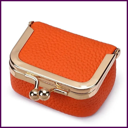 Genuine Leather Kiss Lock Mini Wallet