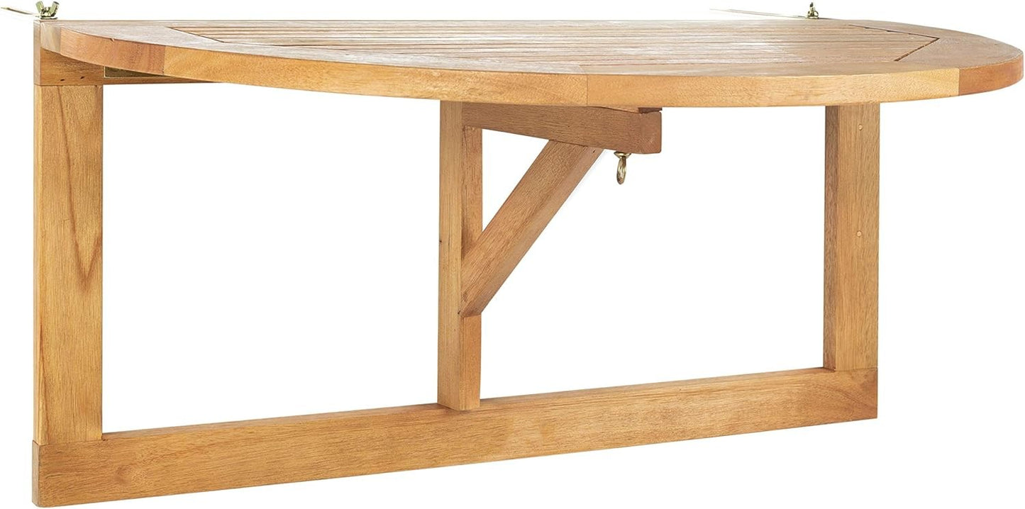 Outdoor Natural Teak Wood Balcony Hanging Half Table