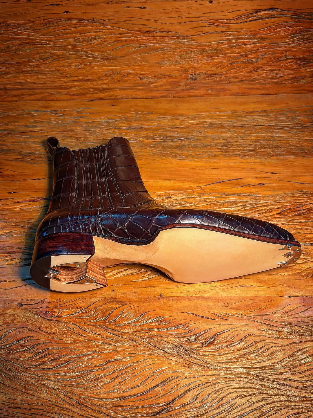 Men's Alligator Print Leather Chelsea Boots