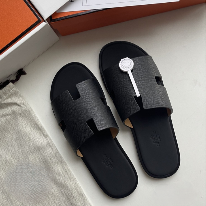 H Logo Men's Leather Slippers