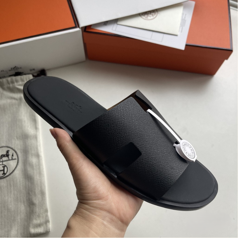 H Logo Men's Leather Slippers