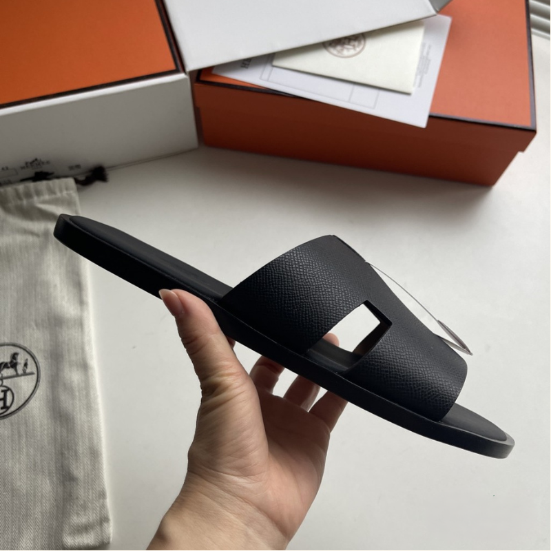 H Logo Men's Leather Slippers