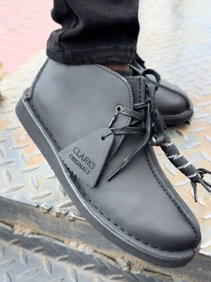 Clarks Originals Black Leather Boots.