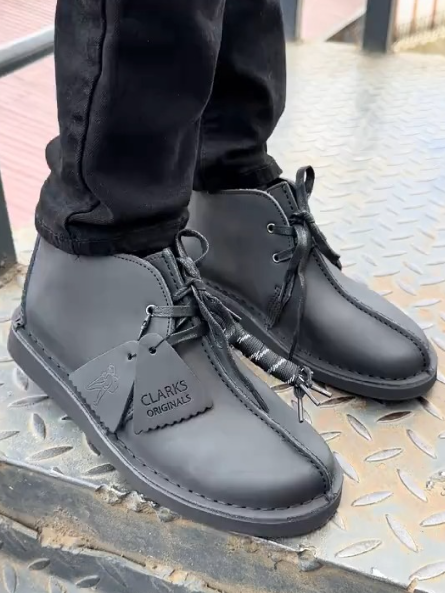 Clarks Originals Black Leather Boots.
