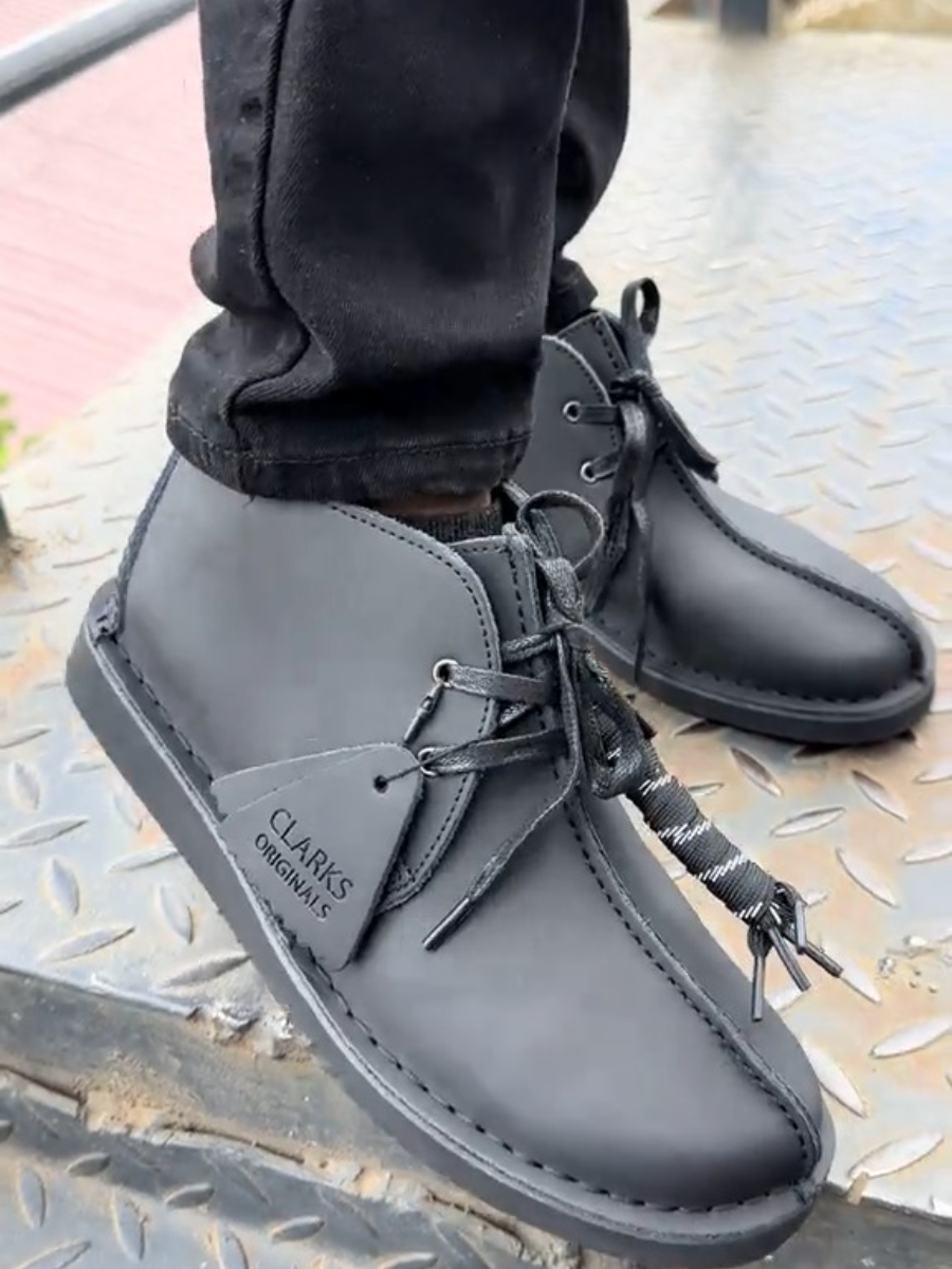 Clarks Originals Black Leather Boots.