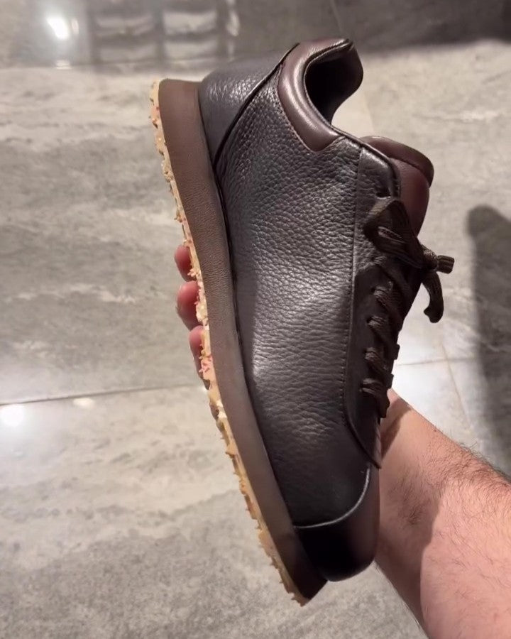 Brown Sheepskin Platform Sneakers