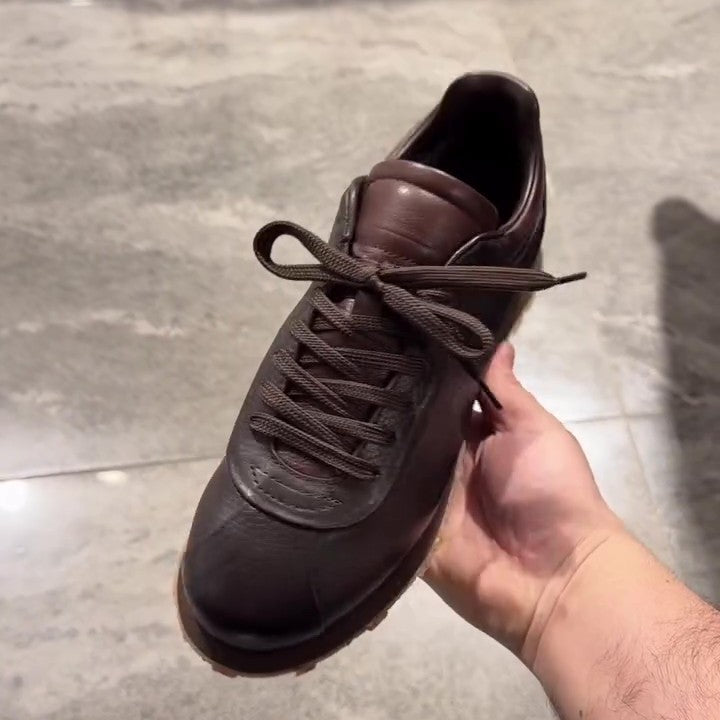 Brown Sheepskin Platform Sneakers