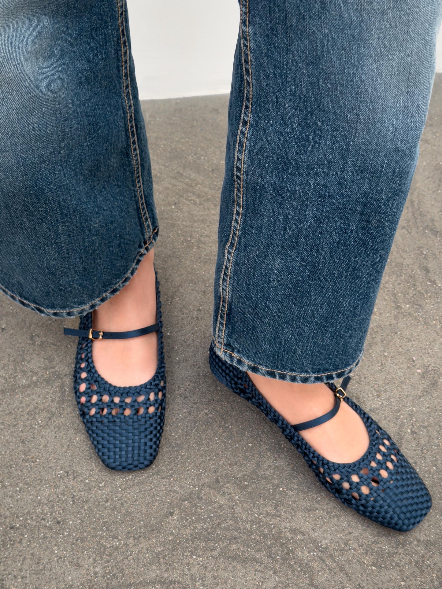 Woven Buckle Ballet Flats