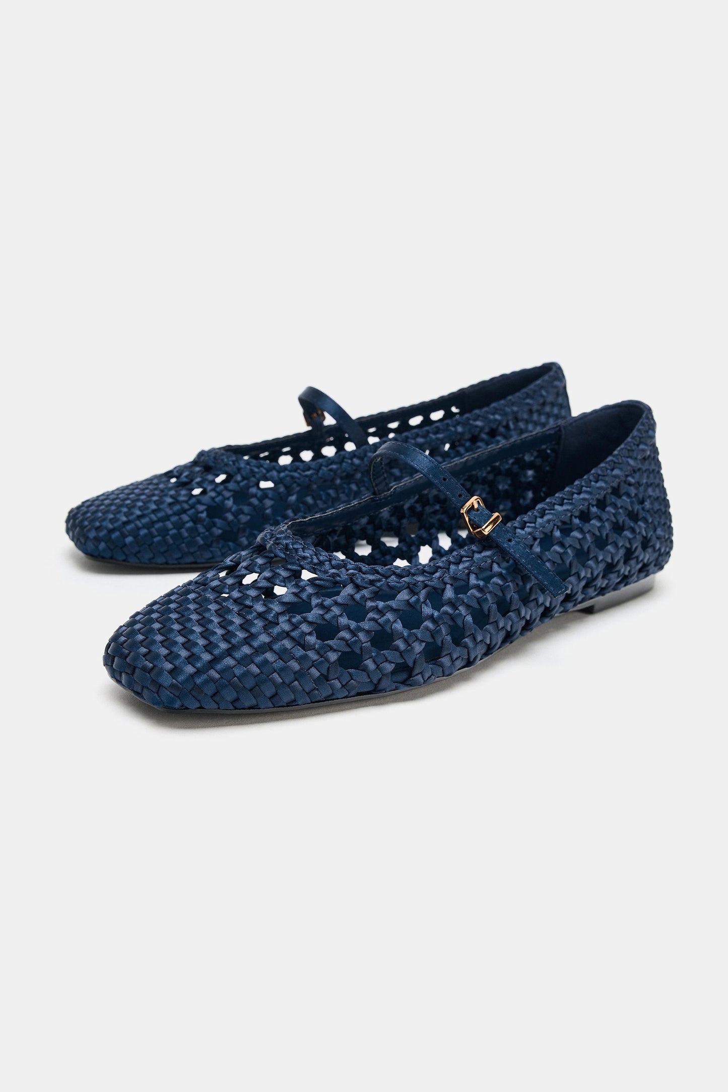 Woven Buckle Ballet Flats