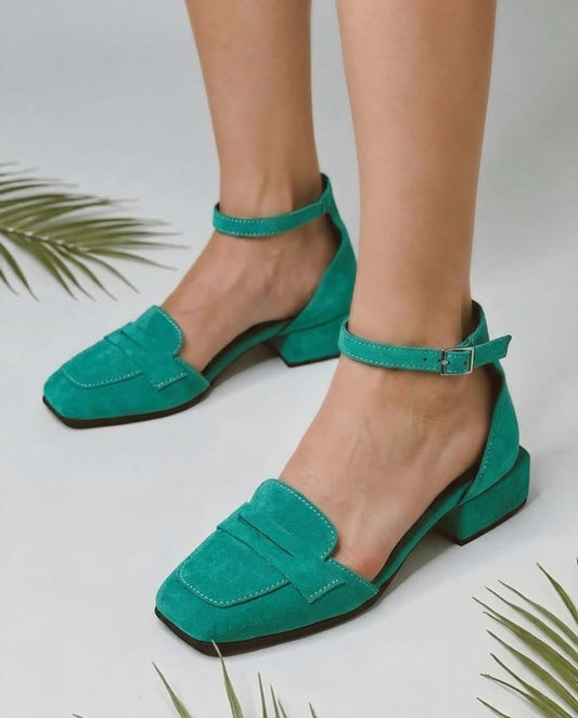 Women's Suede Chunky Heel Shoes