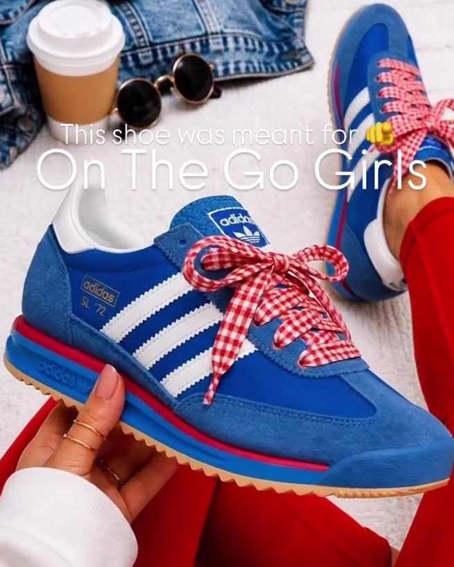 SL 72 RS “Blue Scarlet” Sneakers with Red and White Laces