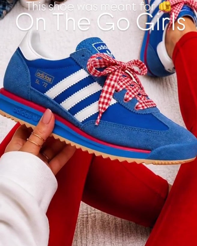 SL 72 RS “Blue Scarlet” Sneakers with Red and White Laces