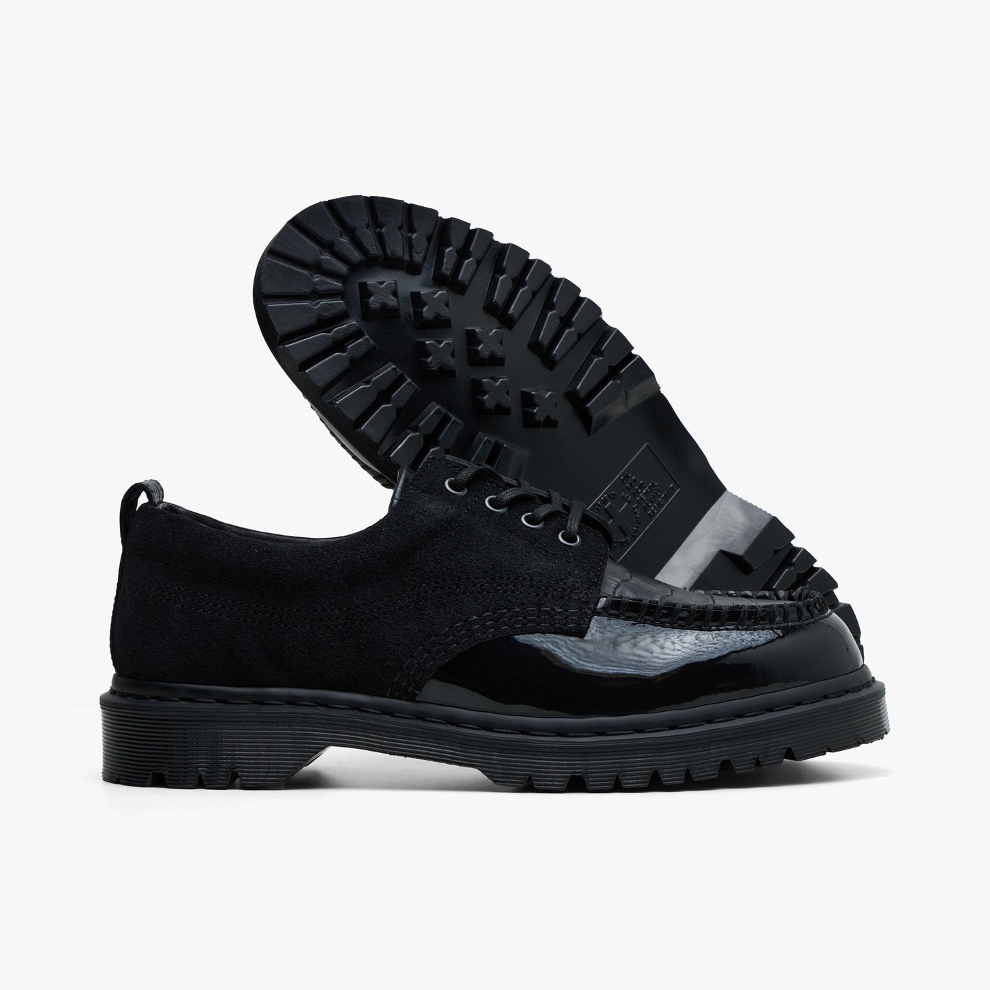 Suede Crocodile-patterned Leather Patchwork Moccasins