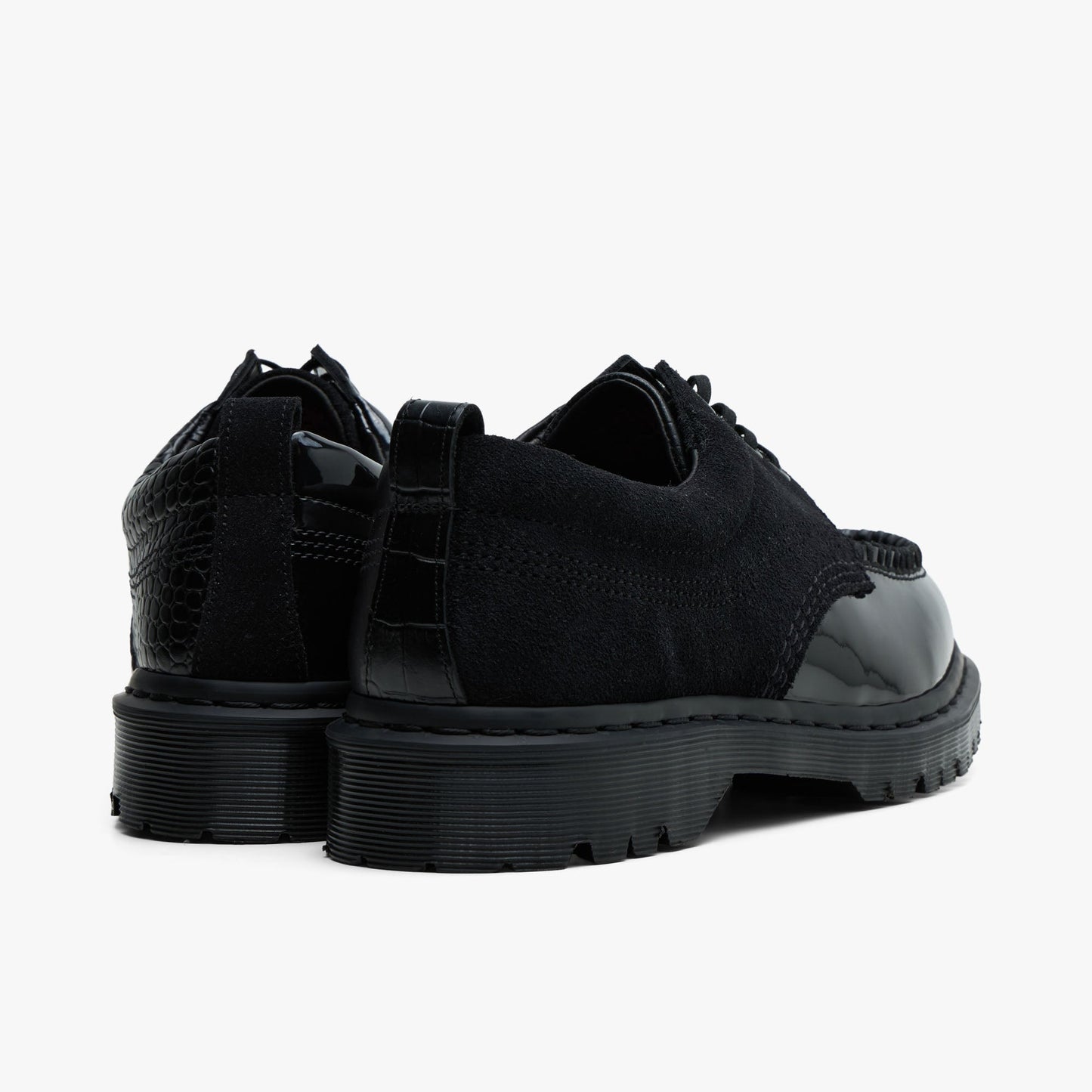 Suede Crocodile-patterned Leather Patchwork Moccasins
