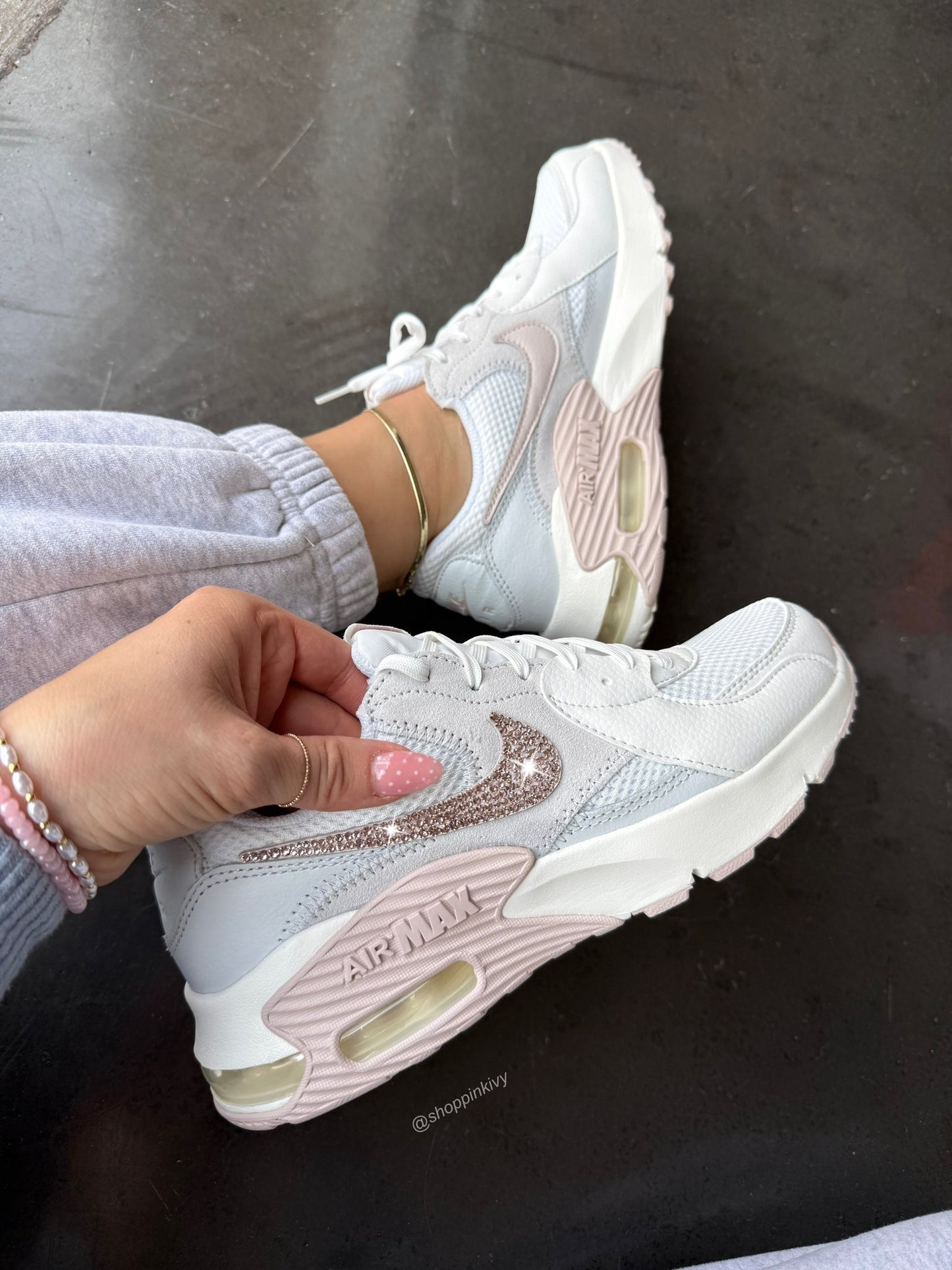 White Blush Swarovski Womens Nike Sneakers