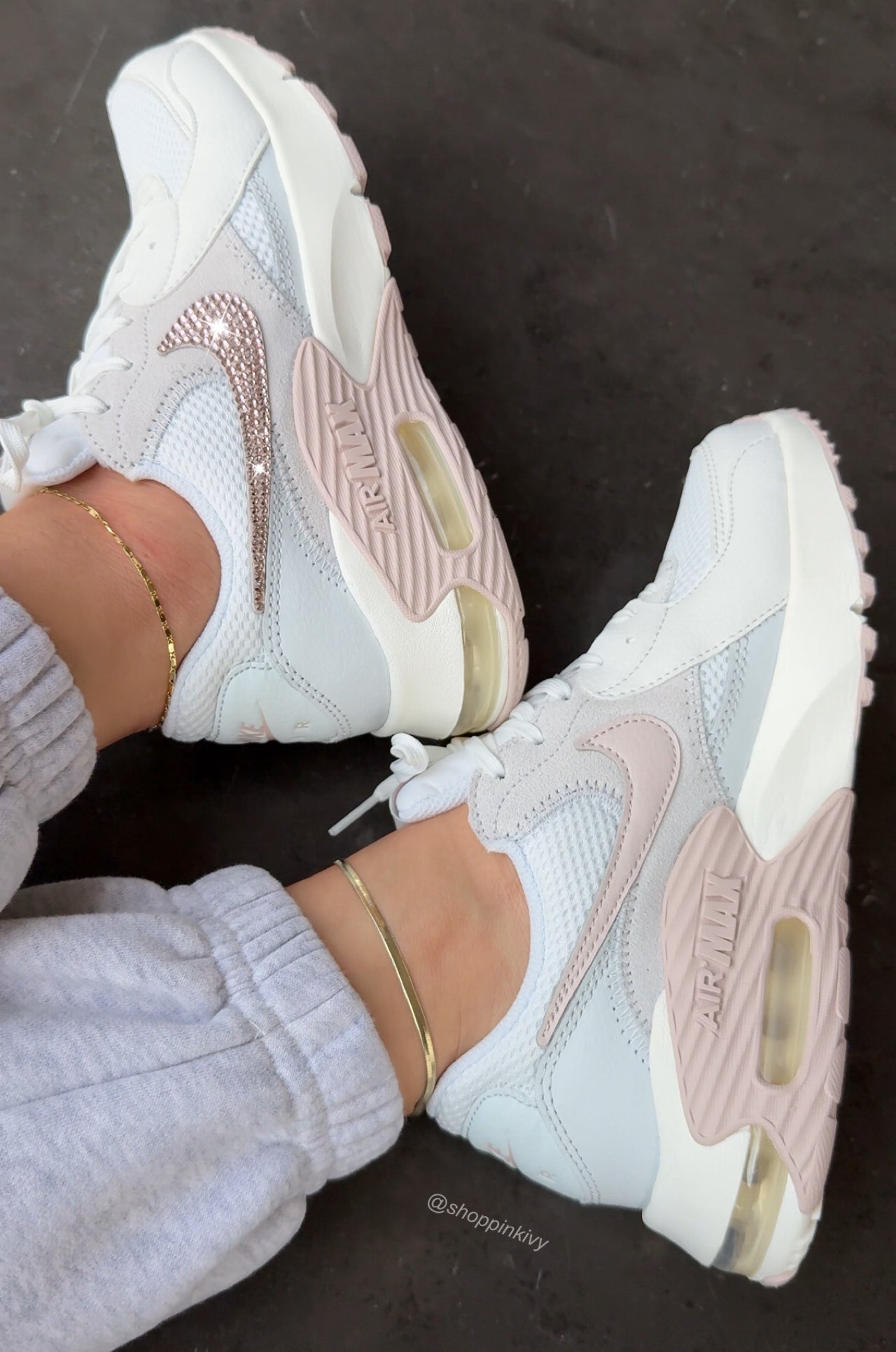 White Blush Swarovski Womens Nike Sneakers