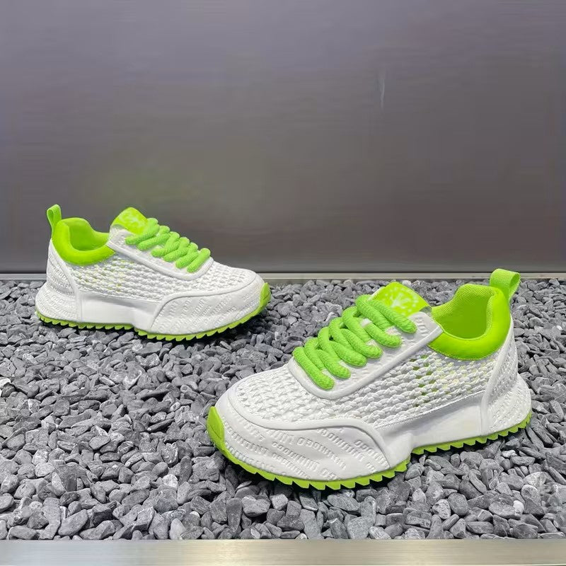 Designer Trend Lace-Up Woven Casual Sneakers