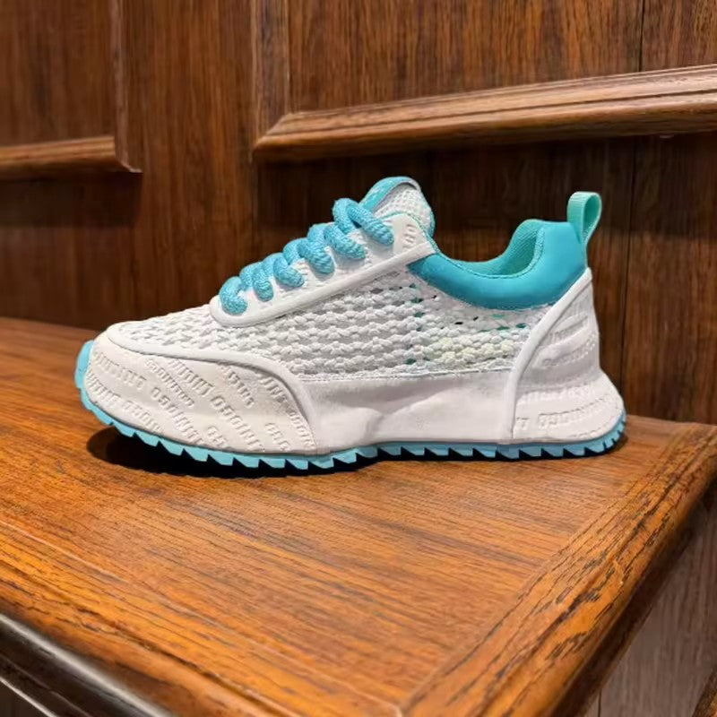 Designer Trend Lace-Up Woven Casual Sneakers