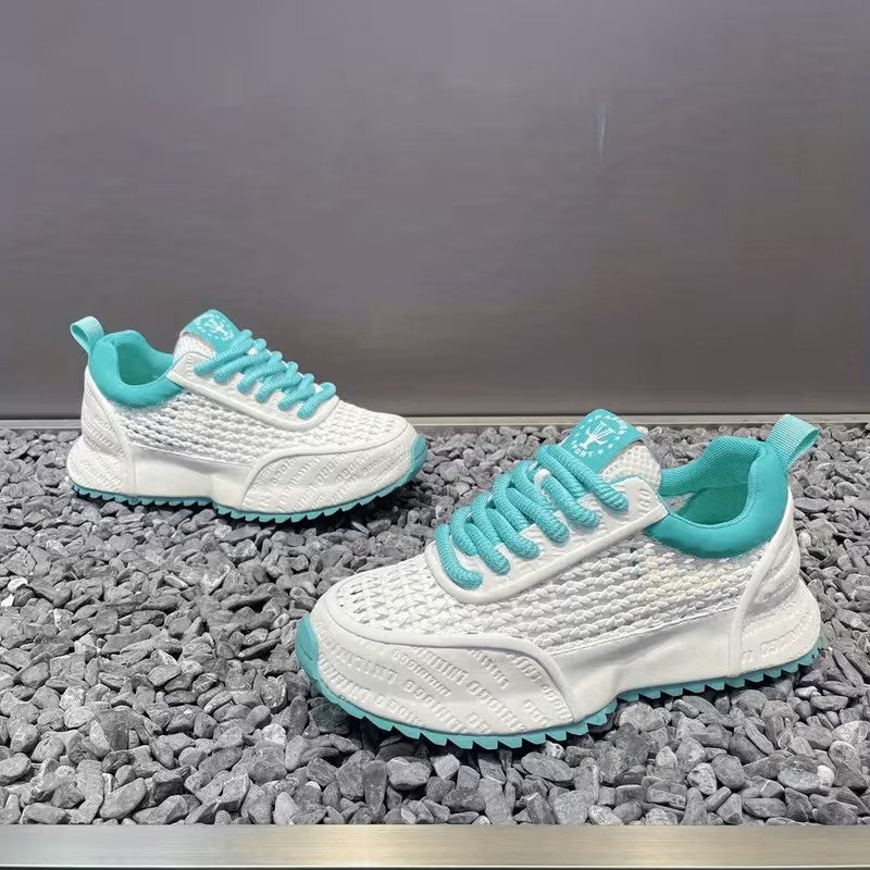 Designer Trend Lace-Up Woven Casual Sneakers