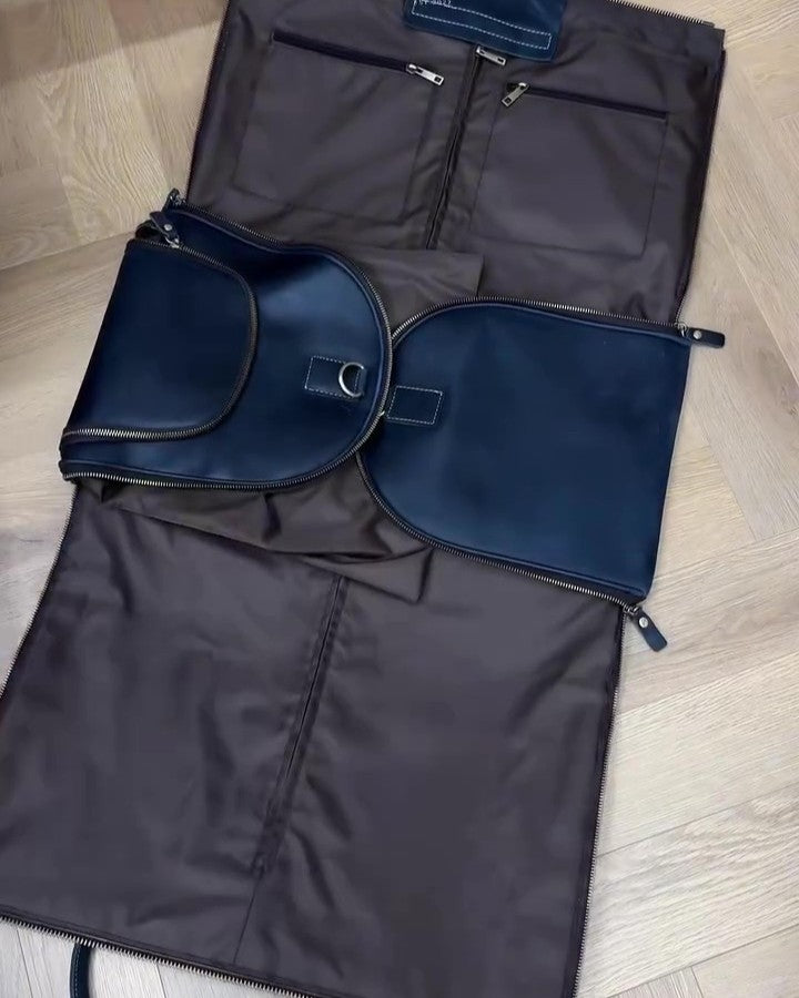 Leather Weekender Travel Bag with Shoe Compartment