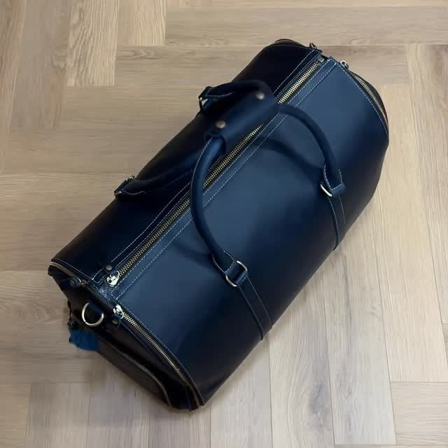 Leather Weekender Travel Bag with Shoe Compartment
