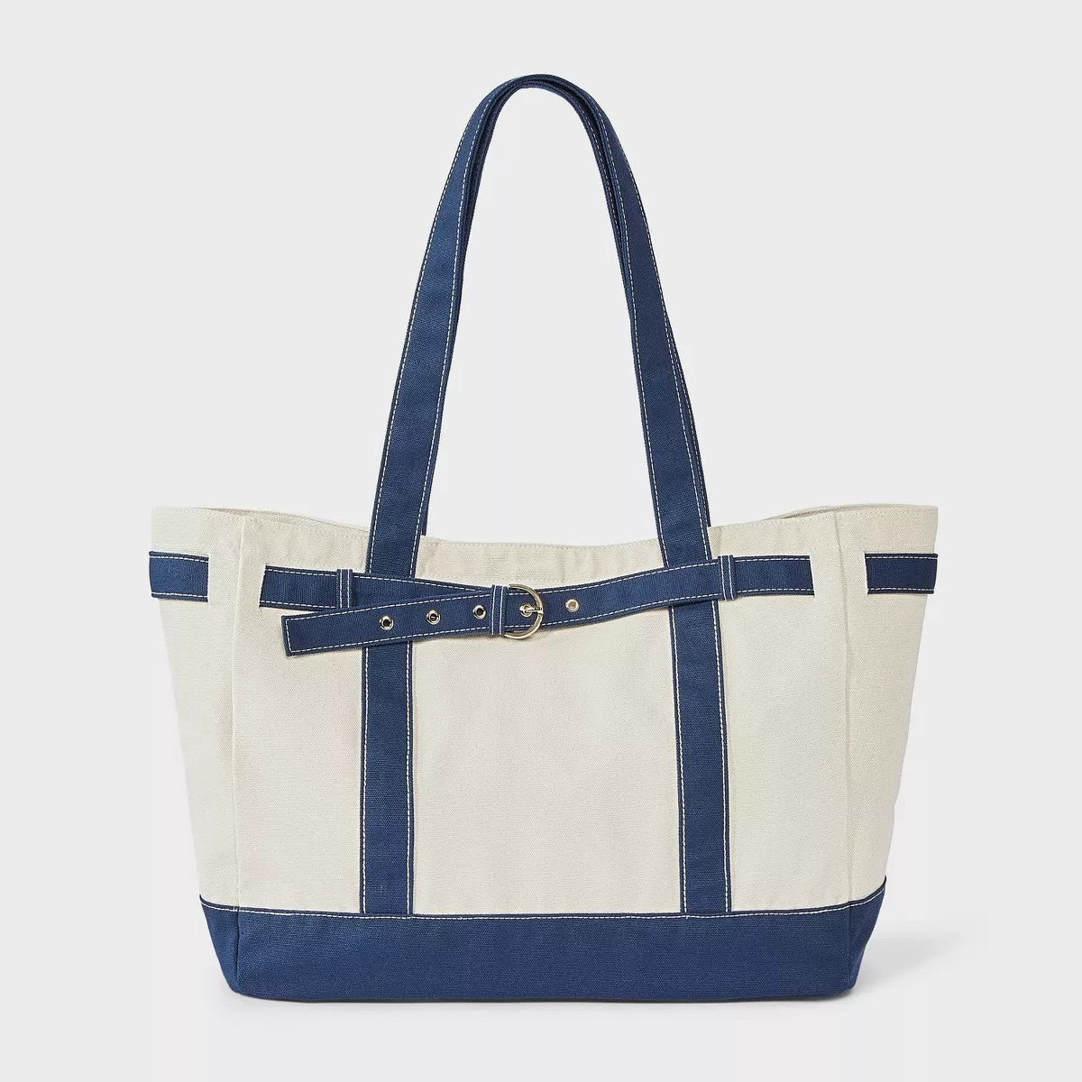 Canvas Large Belted Tote Bag