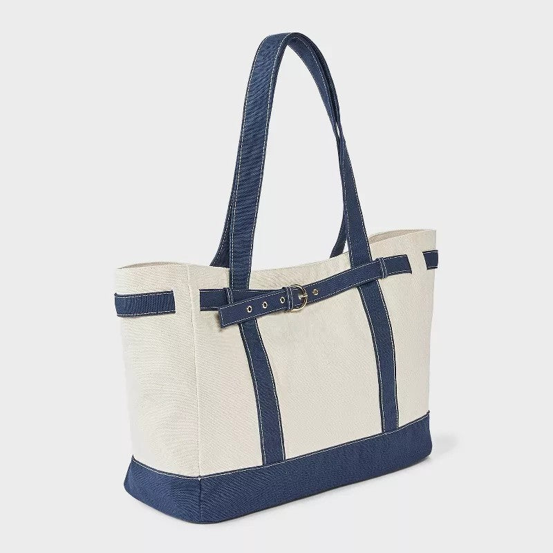 Canvas Large Belted Tote Bag