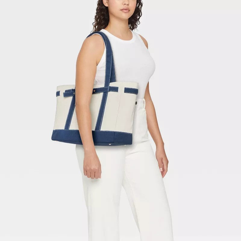 Canvas Large Belted Tote Bag