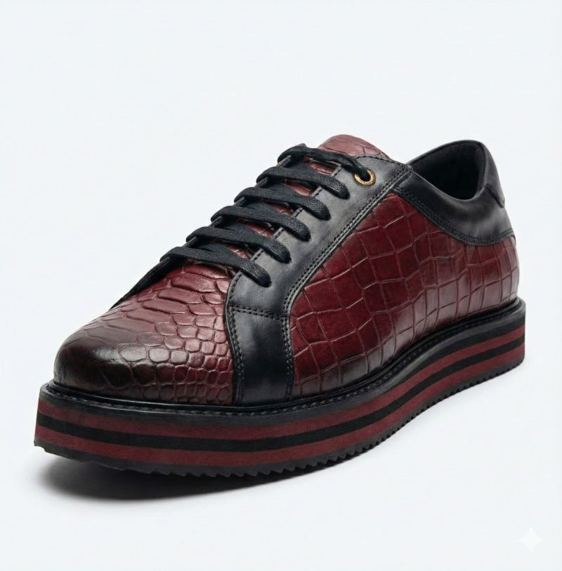 Luxury Croc-Embossed Leather Sneakers