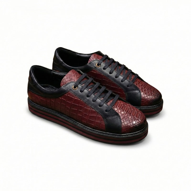 Luxury Croc-Embossed Leather Sneakers