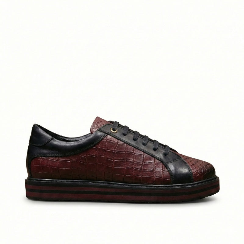 Luxury Croc-Embossed Leather Sneakers