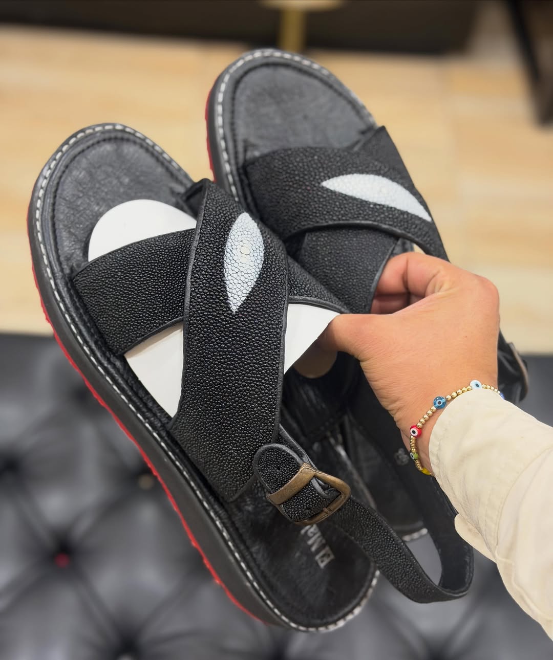 Stingray Diamanté leather sandals