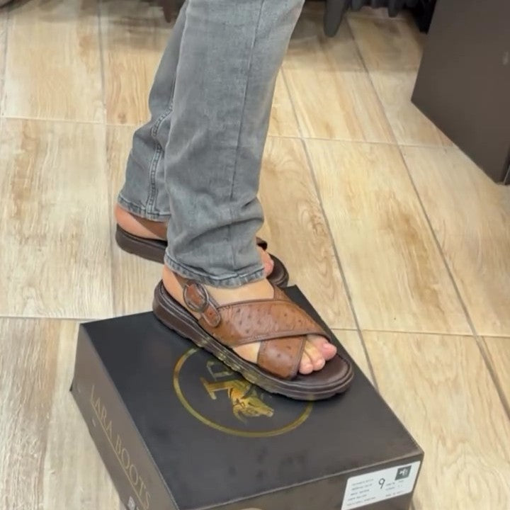 Desert Brown Ostrich Leather Sandals