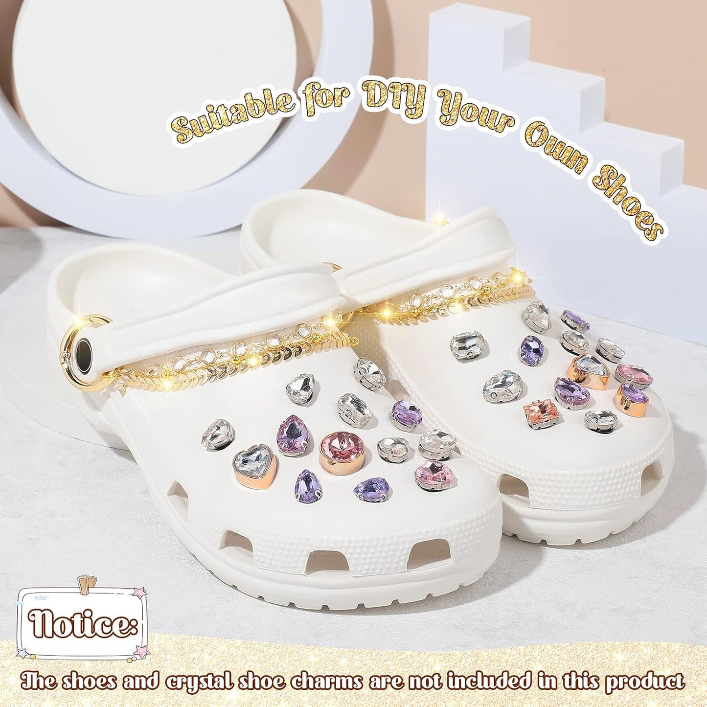 MTLEE 2 Pieces Shoe Chain with Buckle Shiny Faux Jewelry