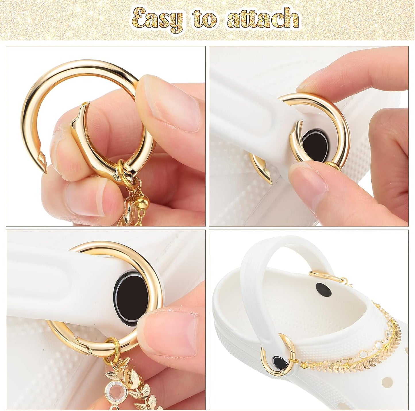 MTLEE 2 Pieces Shoe Chain with Buckle Shiny Faux Jewelry