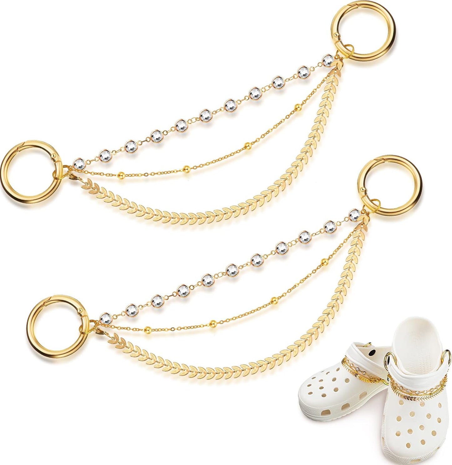 MTLEE 2 Pieces Shoe Chain with Buckle Shiny Faux Jewelry