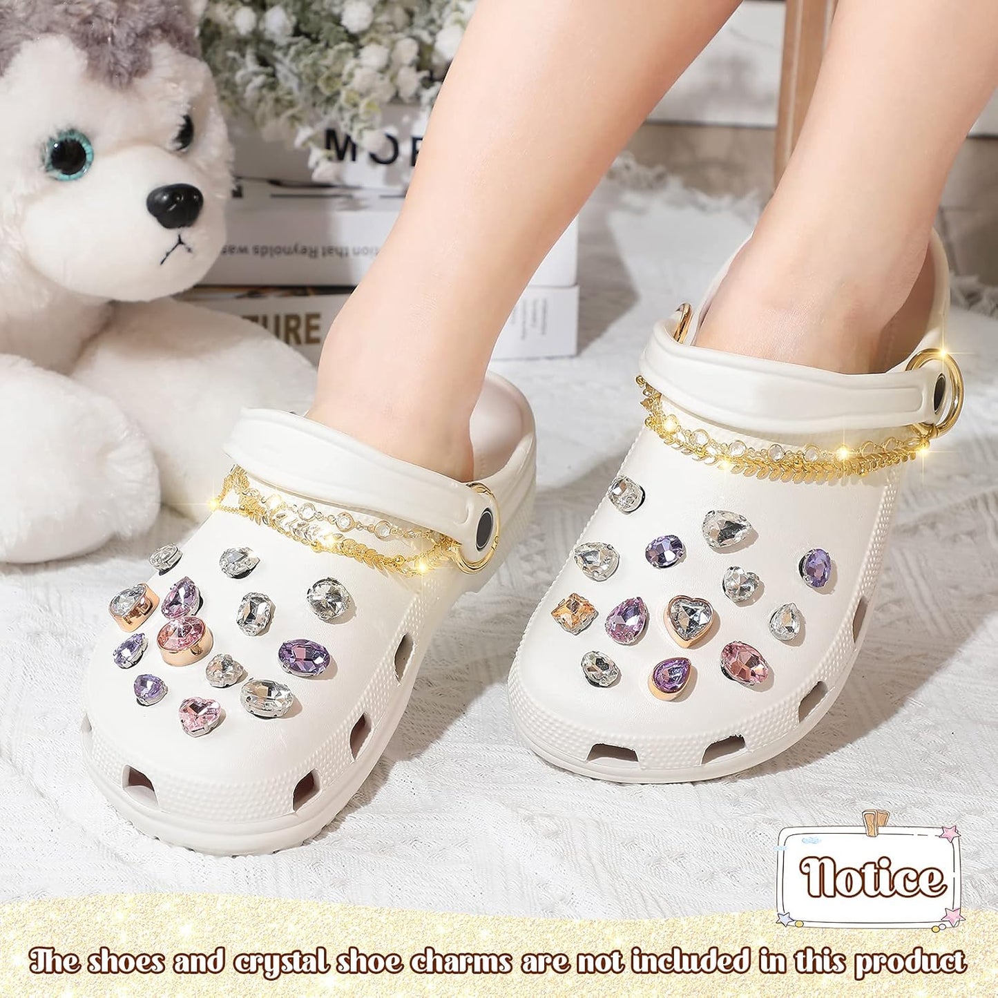MTLEE 2 Pieces Shoe Chain with Buckle Shiny Faux Jewelry