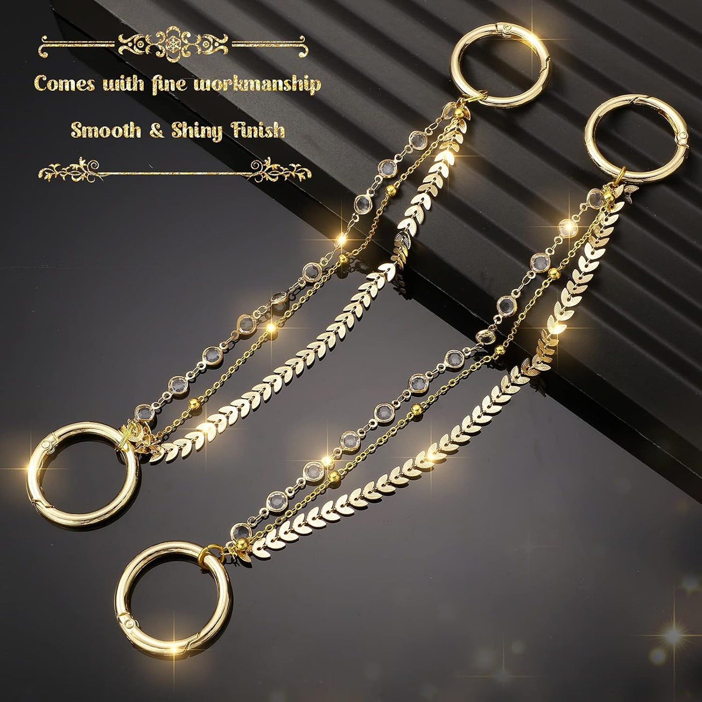 MTLEE 2 Pieces Shoe Chain with Buckle Shiny Faux Jewelry