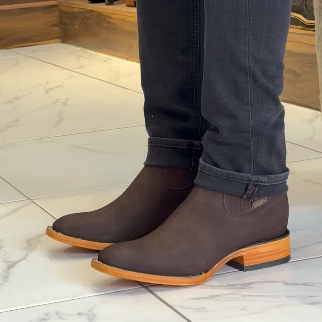 Western Suede Cowboy Ankle Boots