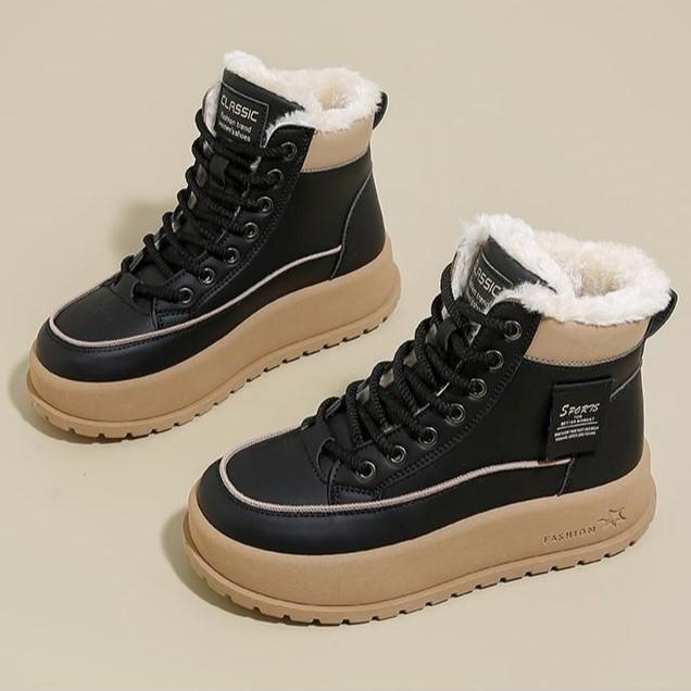 Women's Velvet Lace-up Leather Ankle Boots