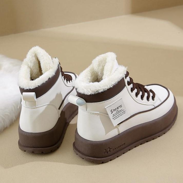 Women's Velvet Lace-up Leather Ankle Boots