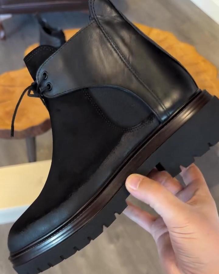 Black Suede Leather Ankle Boots