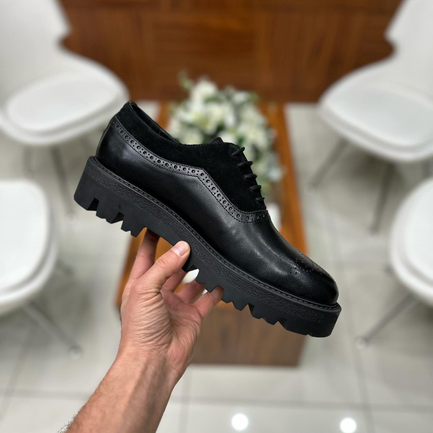 New Men's Classic Genuine Leather And Suede Spliced Casual Shoes