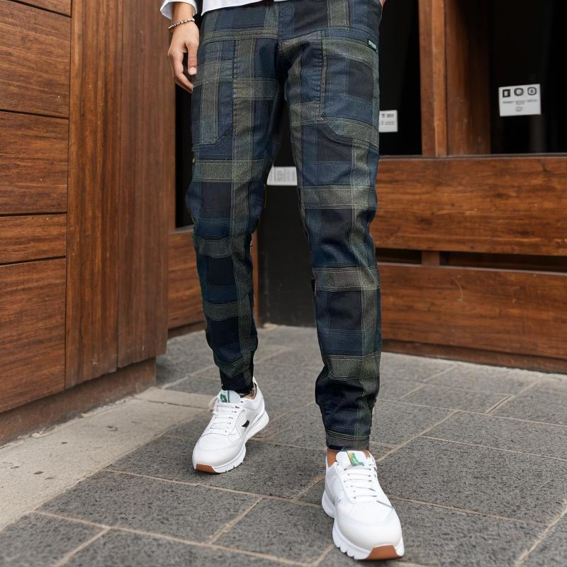 Multicolor Plaid Men's Casual Pants
