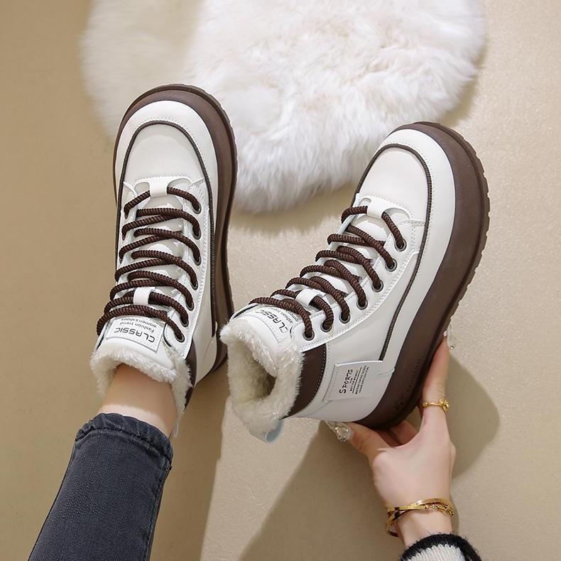 Women's Velvet Lace-up Leather Ankle Boots