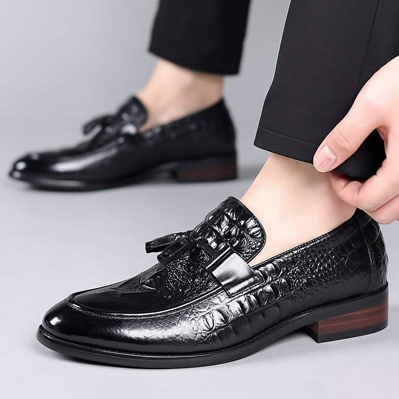 Crocodile print loafers