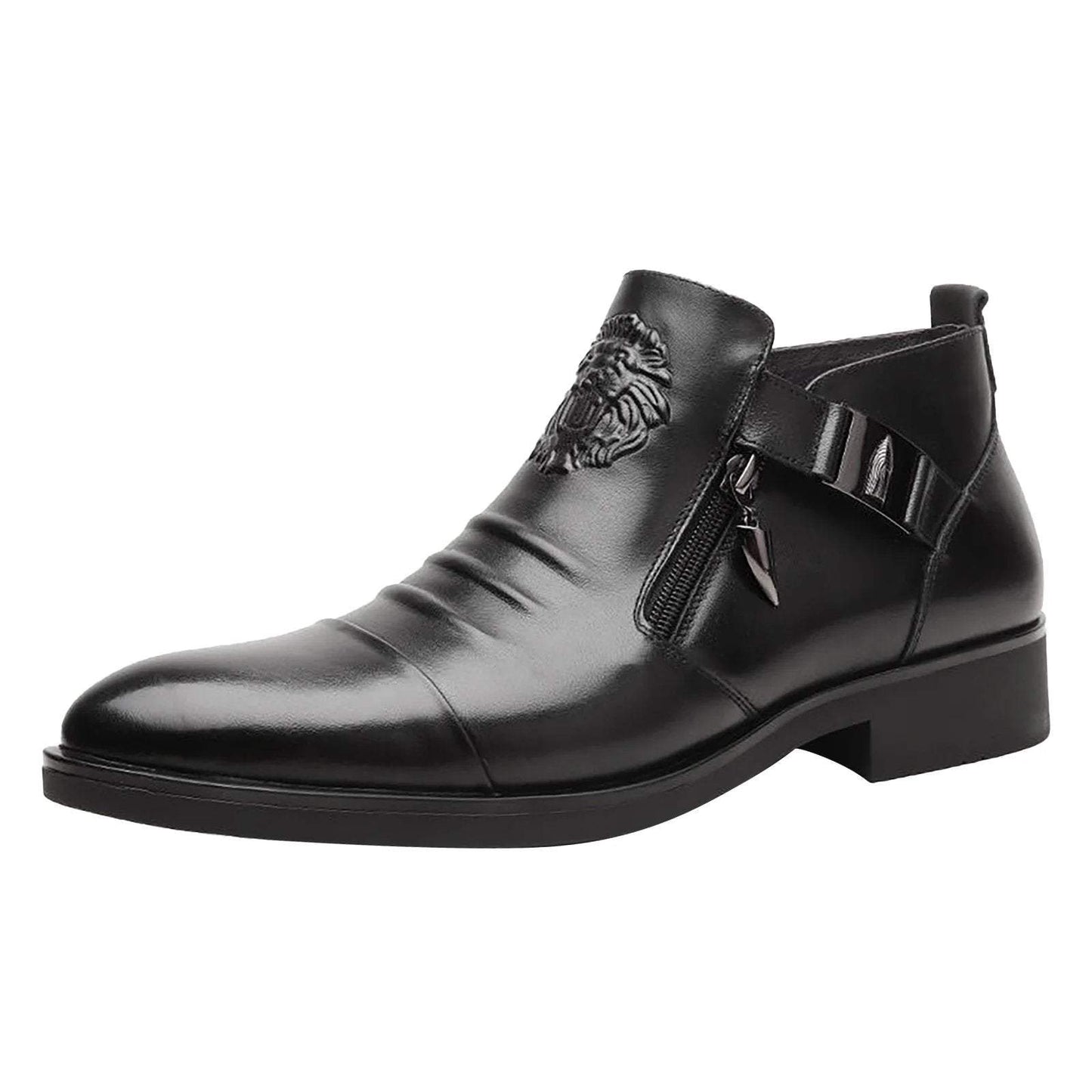British pointed toe business casual leather boots