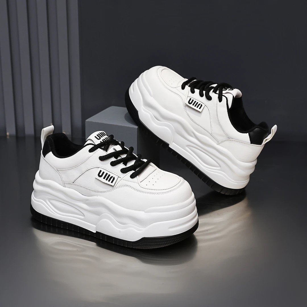 Women's White High-top Leather Shoes