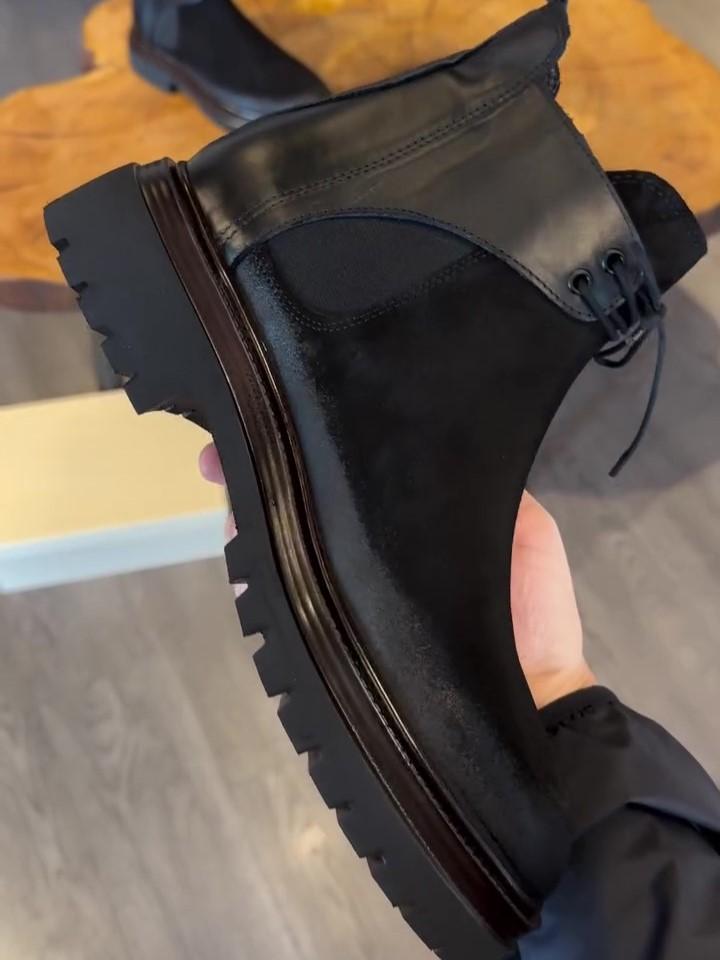 Black Suede Leather Ankle Boots